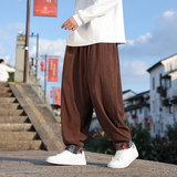 风I复古中式麦穗纹灯芯绒民族风拼色舞蹈阔腿裤K202-P75控88，男装民族服装，电商A005