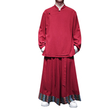 民族风J斜襟盘扣亚麻棉麻衬衫夹克阔腿裤套装TZ153-P186控208，男装夹克，电商A005