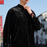 新中式K盘扣过年喜庆舞台演出金丝绒衬衫夹克外套男CS29-P65控78，男装夹克，电商A005