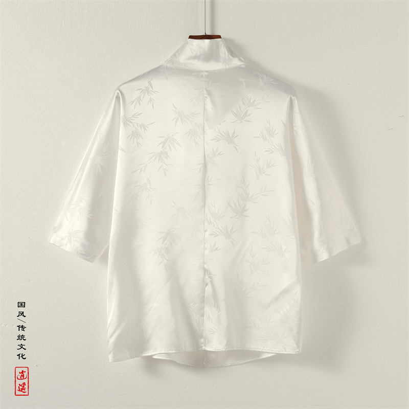 风L小高领堆堆领提花暗花小众设计树叶冰丝t恤T39-P65控88,男装T恤,电商A005