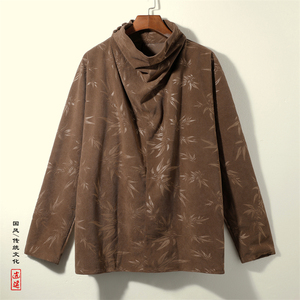 卫衣K树叶灯芯绒风小众堆堆领高领T恤打底衫男T13-P65控88图片