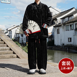 新中式B民族风金丝绒龙纹衬衫夹克外套阔腿裤男TZ173-P143控168，男装休闲套装，电商A005
