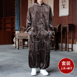 新中式P民族风金丝绒龙纹夹克折褶阔腿裤套装男TZ176-P153控178图片