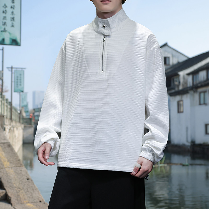 新中式O立领拉链卫衣男ins小众金属拉链套头外套潮WY02-P65控88,女装短外套,电商A005
