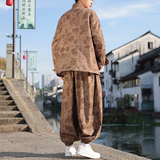 新中式A风盘扣暗花灯芯绒羊羔毛棉衣服套装男TZ51-P203控238，男装棉衣，电商A005