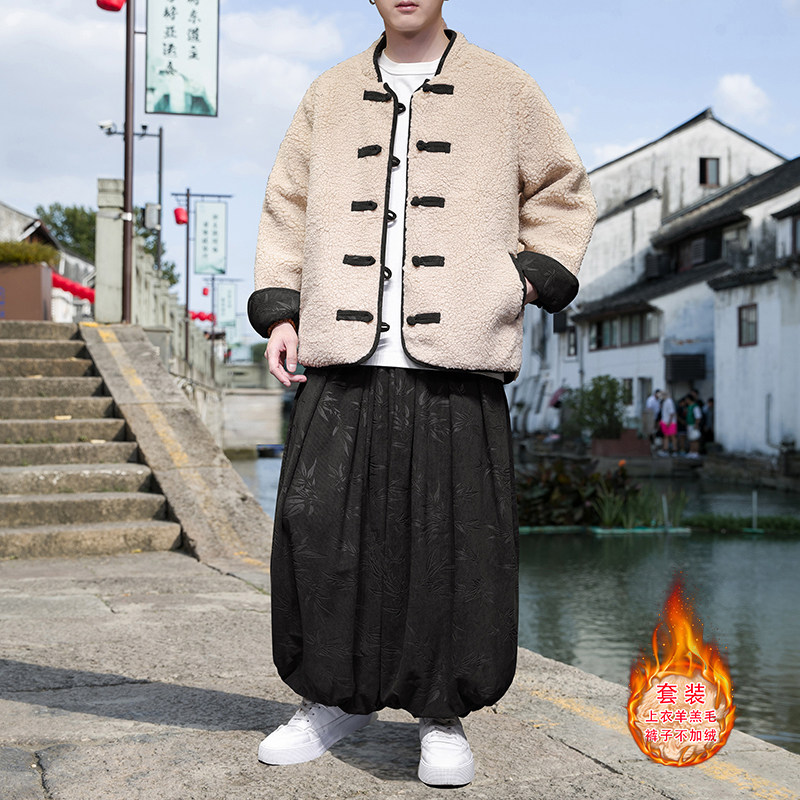 羊羔毛O加绒加厚双面保暖夹克树叶灯芯绒套装男TZ38-P203控238,男装T恤,电商A005