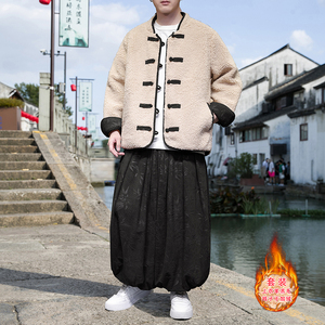羊羔毛O加绒加厚双面保暖夹克树叶灯芯绒套装男TZ38-P203控238图片