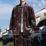 新中式Q拼色民族风盘扣金丝绒龙纹衬衫夹克外套男JK26-P75控88，男装衬衫，电商A005