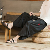 新中式K香云纱龟裂纹冰丝透气萝卜灯笼七分裤男DK172-P58控78，男装牛仔裤，电商A005