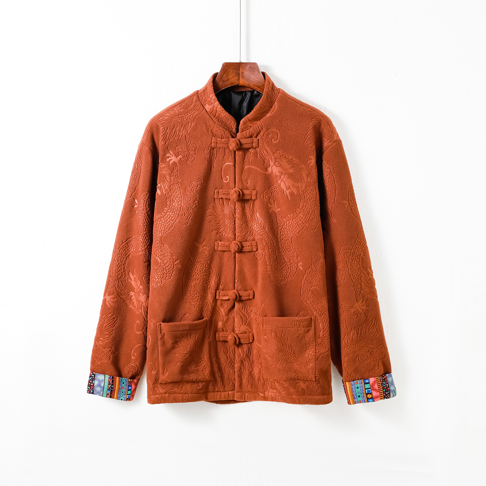 风K新中式奥利绒羊羔毛龙纹暗花盘扣夹克外套男JK28-P88控108，男装夹克，电商A005