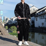 新中式D民族风金丝绒龙纹夹克舞蹈阔腿裤套装男TZ175-P143控168，男装休闲套装，电商A005