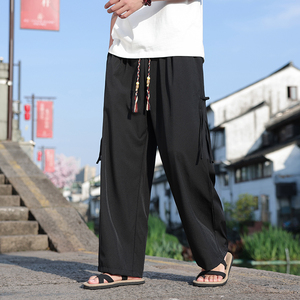 新中式H风冰丝垂感小众设计感九分裤男K189-P58控78图片