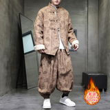 新中式F风盘扣暗花灯芯绒羊羔毛棉衣服套装男TZ51-P203控238，男装T恤，电商A005