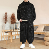 卫衣树叶灯芯绒G堆堆领T恤打底衫束脚飞鼠裤套装TZ125-P133控158，男装T恤，电商A005