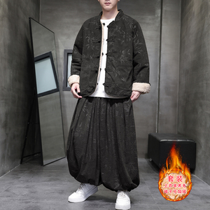 羊羔毛K加绒加厚双面保暖夹克树叶灯芯绒套装男TZ38-P203控238图片