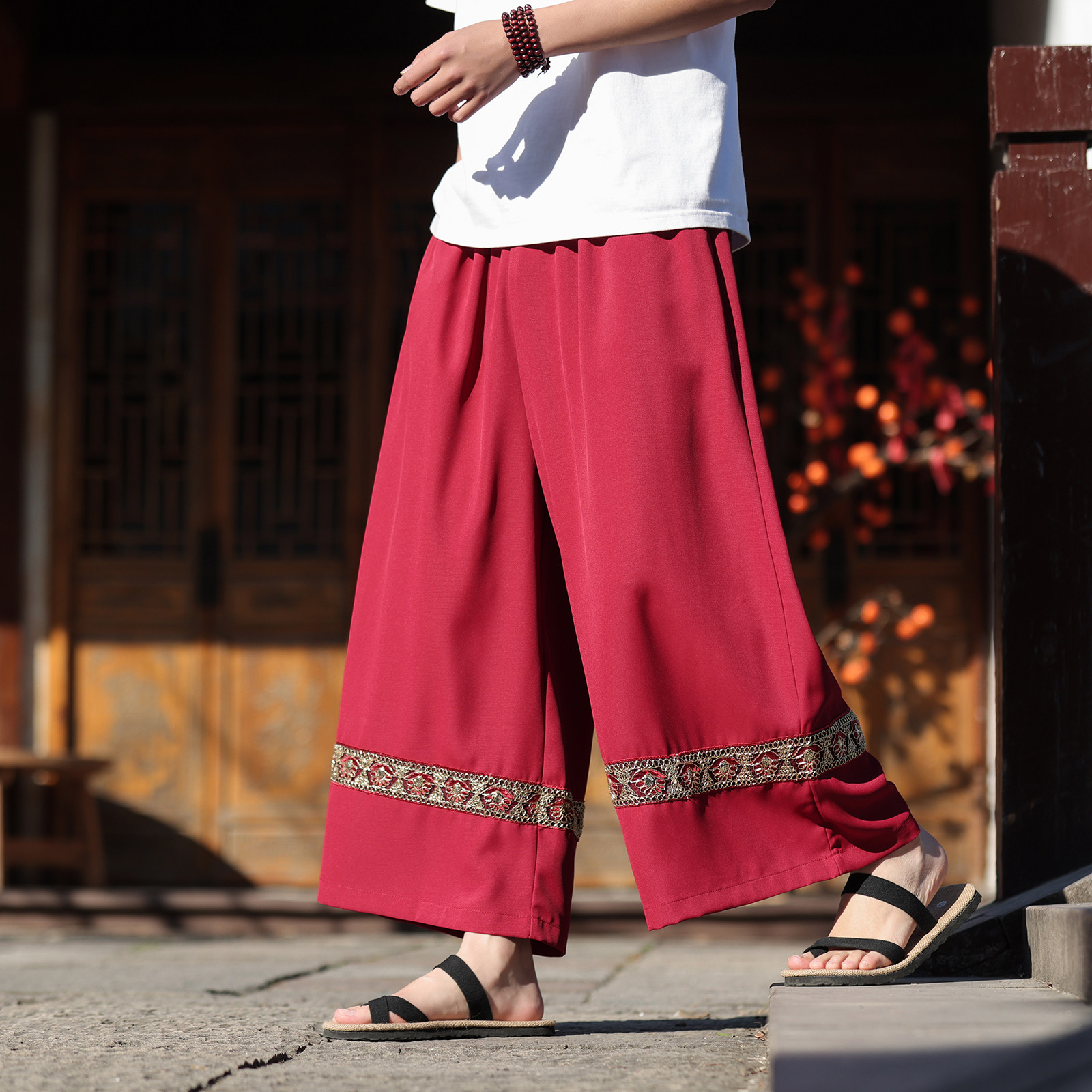男女春夏风壮族苗族彝族瑶族演出舞蹈服饰阔腿裤K272-P68控88,男装休闲裤,电商A005