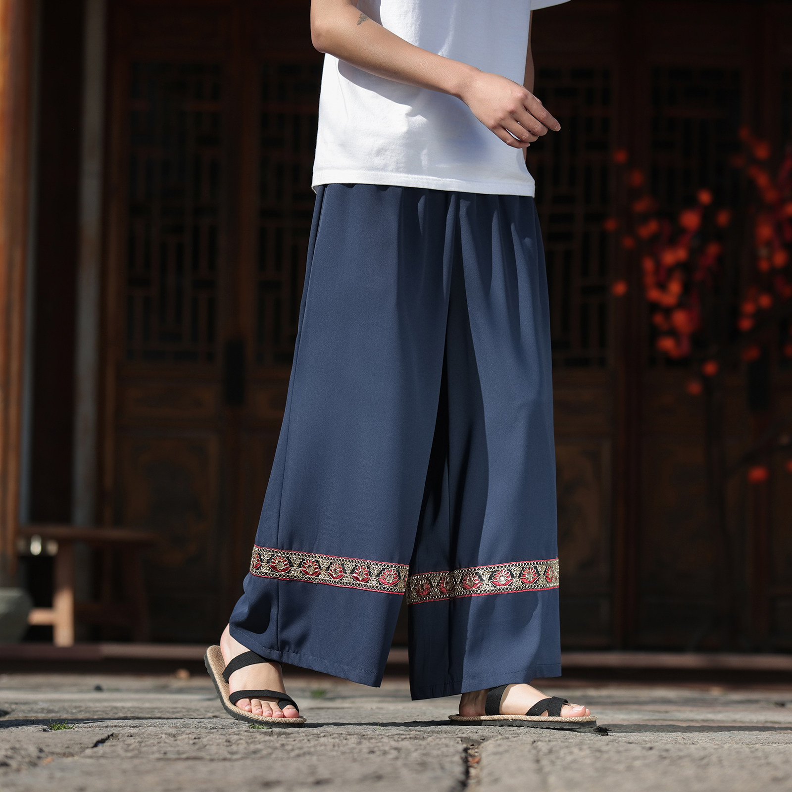 男女春夏风壮族苗族彝族瑶族演出舞蹈服饰阔腿裤K272-P68控88,男装休闲裤,电商A005