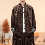新中式T拼色民族风盘扣金丝绒龙纹衬衫夹克外套男JK26-P75控88，男装民族服装，电商A005