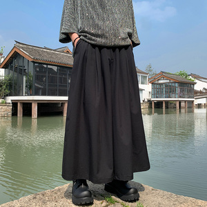 新中式A风原创设计不规则阔腿裤风风裙裤男K181-P68控88图片