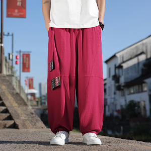 民族风L新中式风棉麻宽松大裤裆舞蹈演出阔腿裤男K217-P88控108图片
