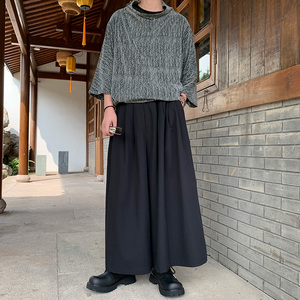 新中式B暗黑亮闪闪高堆领t恤风裙裤男套装TZ93-P133控158图片
