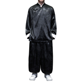 风C盘扣龙纹暗花冰丝衬衫夹克萝卜裤套装男TZ155-P120控148，男装夹克，电商A005