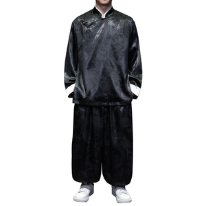 风C盘扣龙纹暗花冰丝衬衫夹克萝卜裤套装男TZ155-P120控148图片
