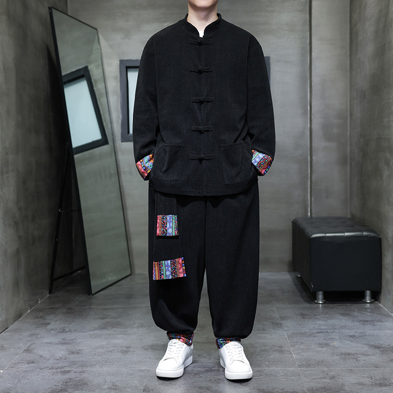 新中式F民族风麦穗纹灯芯绒夹克外套舞蹈套装男TZ129-P150控178,男装夹克,电商A005
