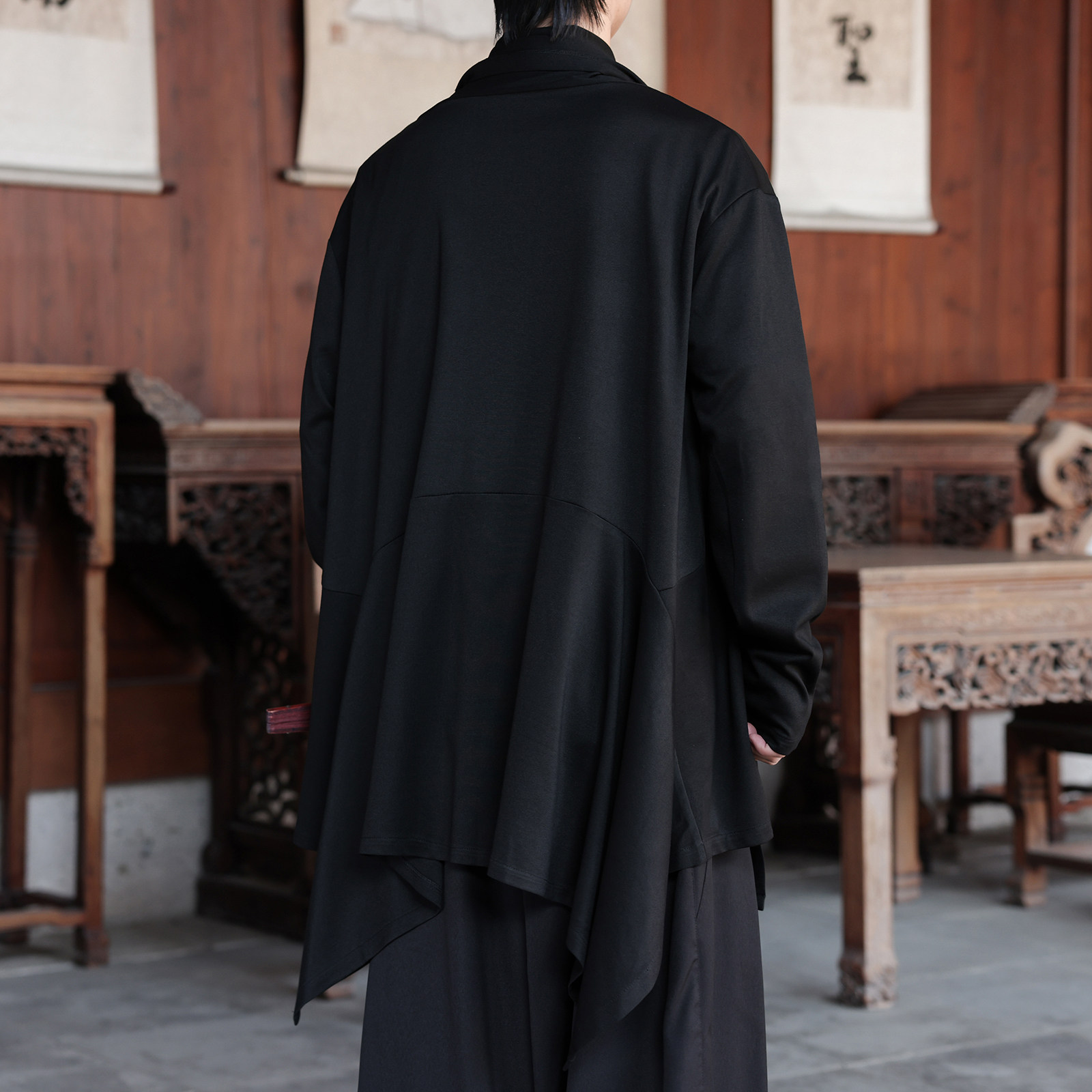 暗黑系高级感风衣大码中长款风衣垂感披风斗篷开衫FY10-P95控118,男装风衣,电商A005