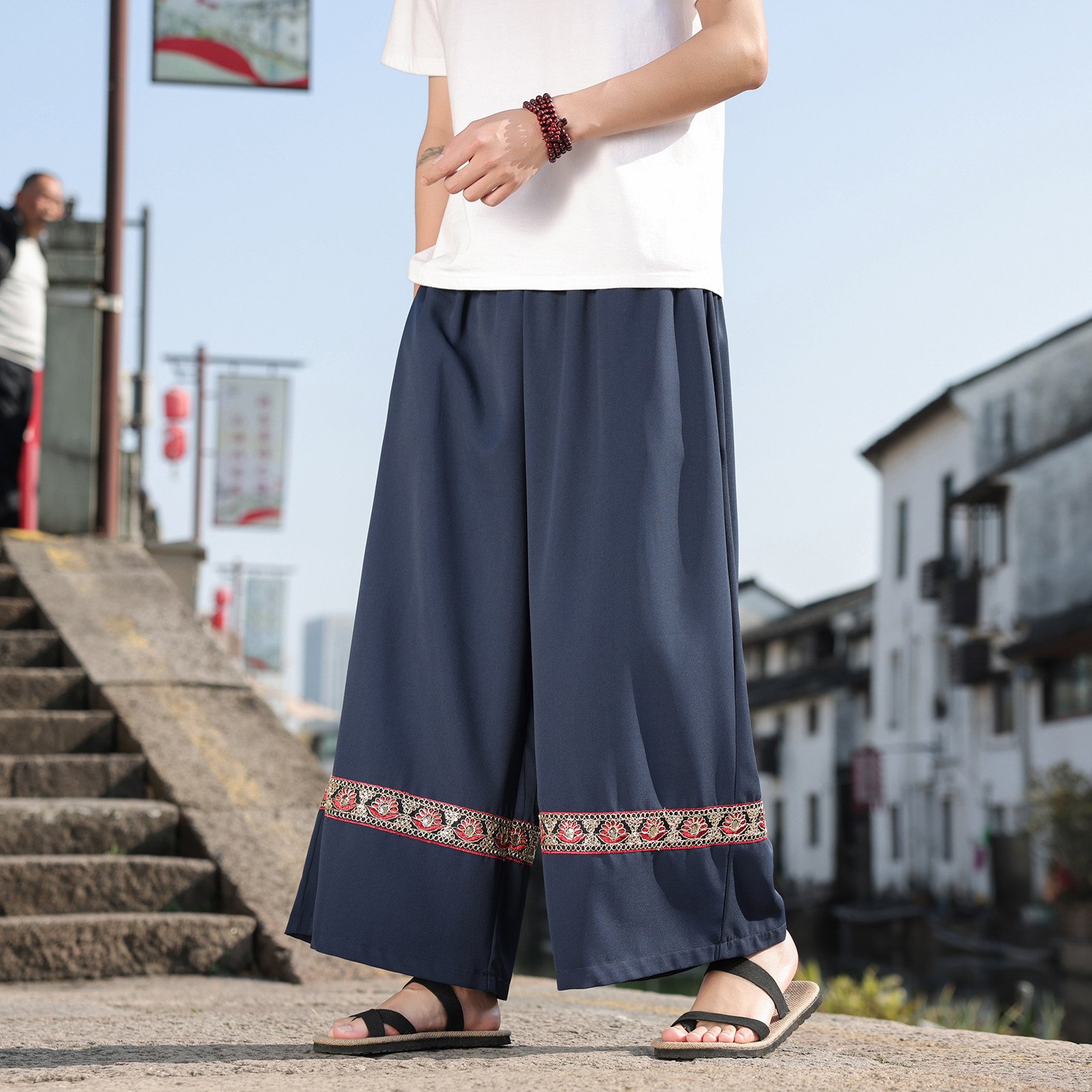 男女春夏风壮族苗族彝族瑶族演出舞蹈服饰阔腿裤K272-P68控88,男装休闲裤,电商A005