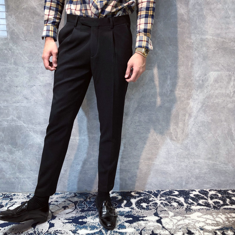 韩版修身小脚时尚英伦免烫休闲裤