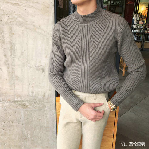 韩国半高领修身chic港风针织衫