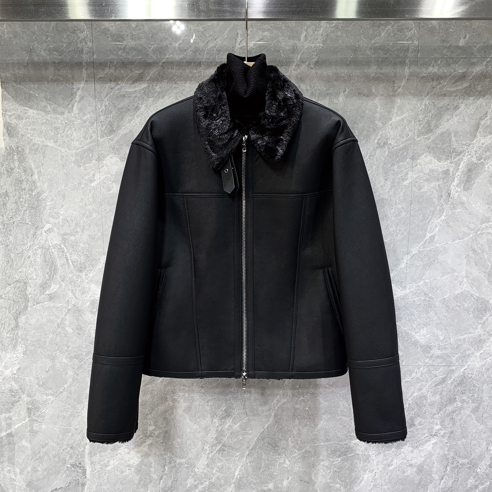 加厚绒皮衣夹克皮毛一体外套