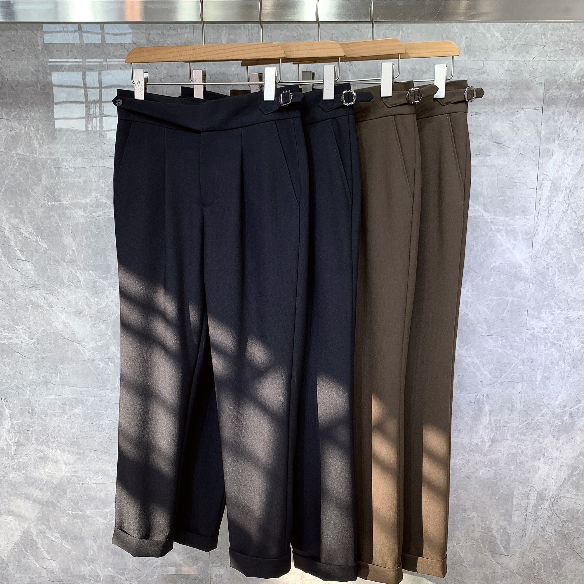 长裤那不勒斯免烫垂感高腰休闲裤