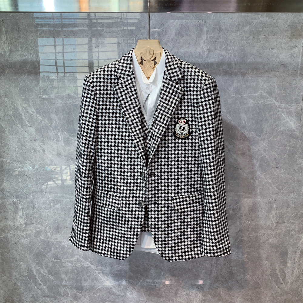 英伦风商务男士韩版千鸟格时尚