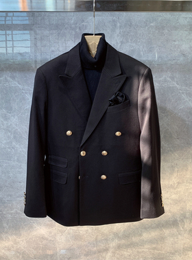 英伦风商务正装修身双排扣小西装外套男士韩版潮流时尚西服男上衣