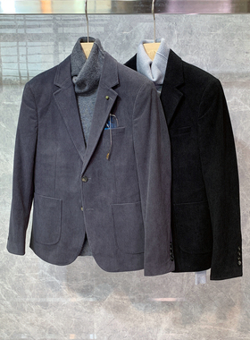 2025秋冬新款英伦灯芯绒修身小西装外套男士韩版潮流痞帅西服上衣