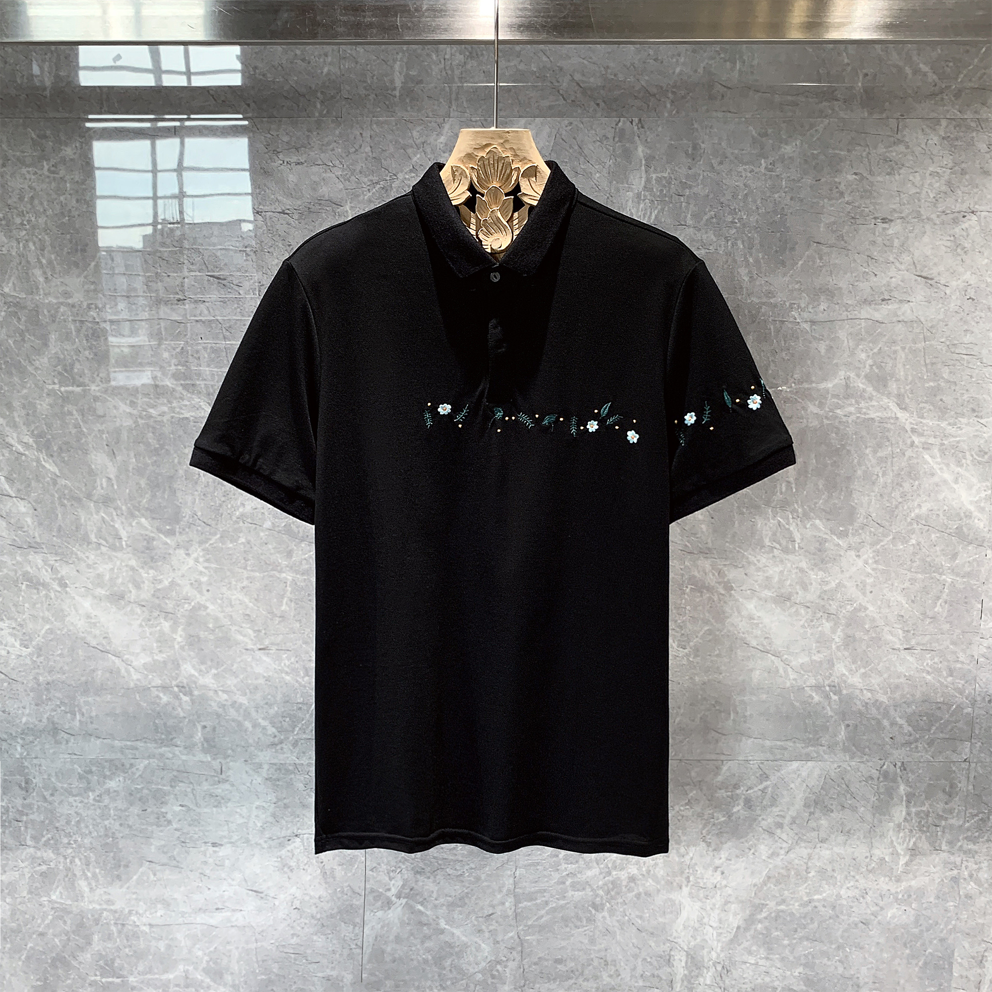 英伦雅痞高端翻领T恤白色Polo衫