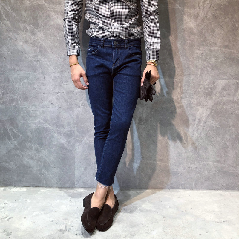 2025秋冬新款韩国小脚男牛仔裤子