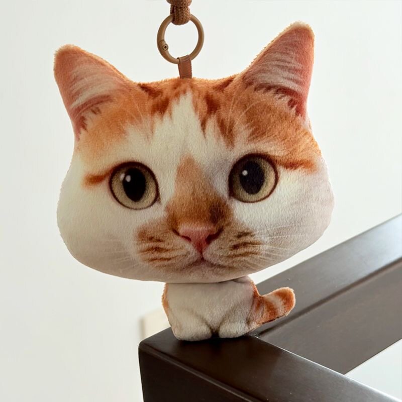仿真大头猫咪毛绒玩偶挂件抽象猫公仔靠枕搞怪趣味钥匙扣女生礼物
