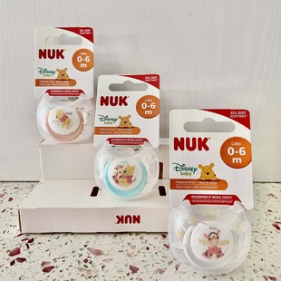 NUK安抚奶嘴安睡型迪士尼维尼宽口径仿真母乳0 包邮 6月乳胶超软