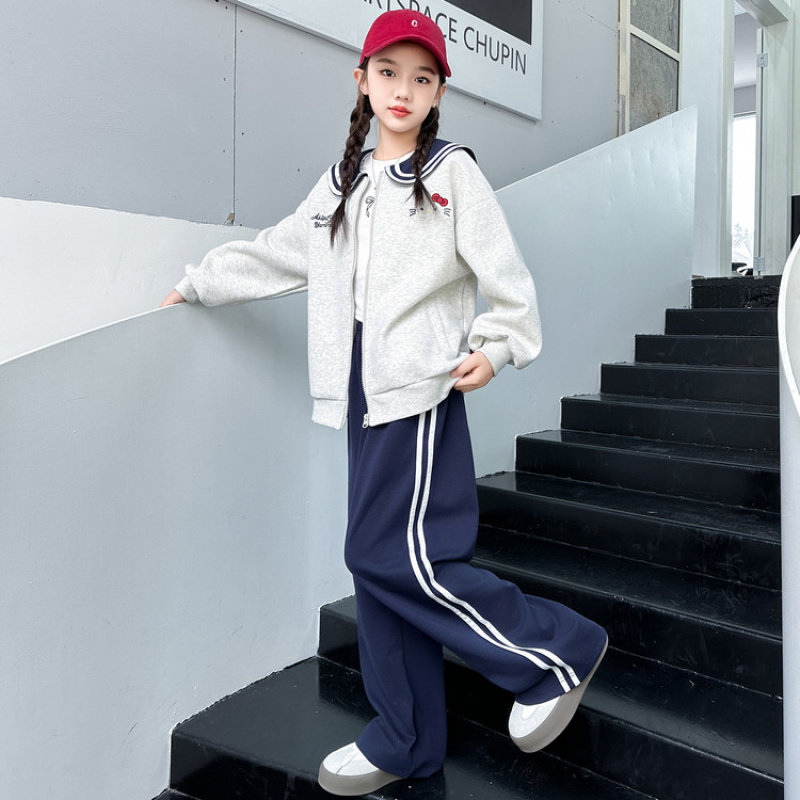 女童套装2025款春秋季洋气运动休闲长袖儿童棒球服两件套装
