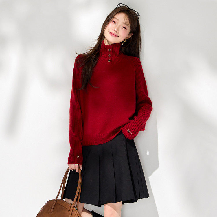 套头普通毛线简约休闲2025年冬季女毛针织衫