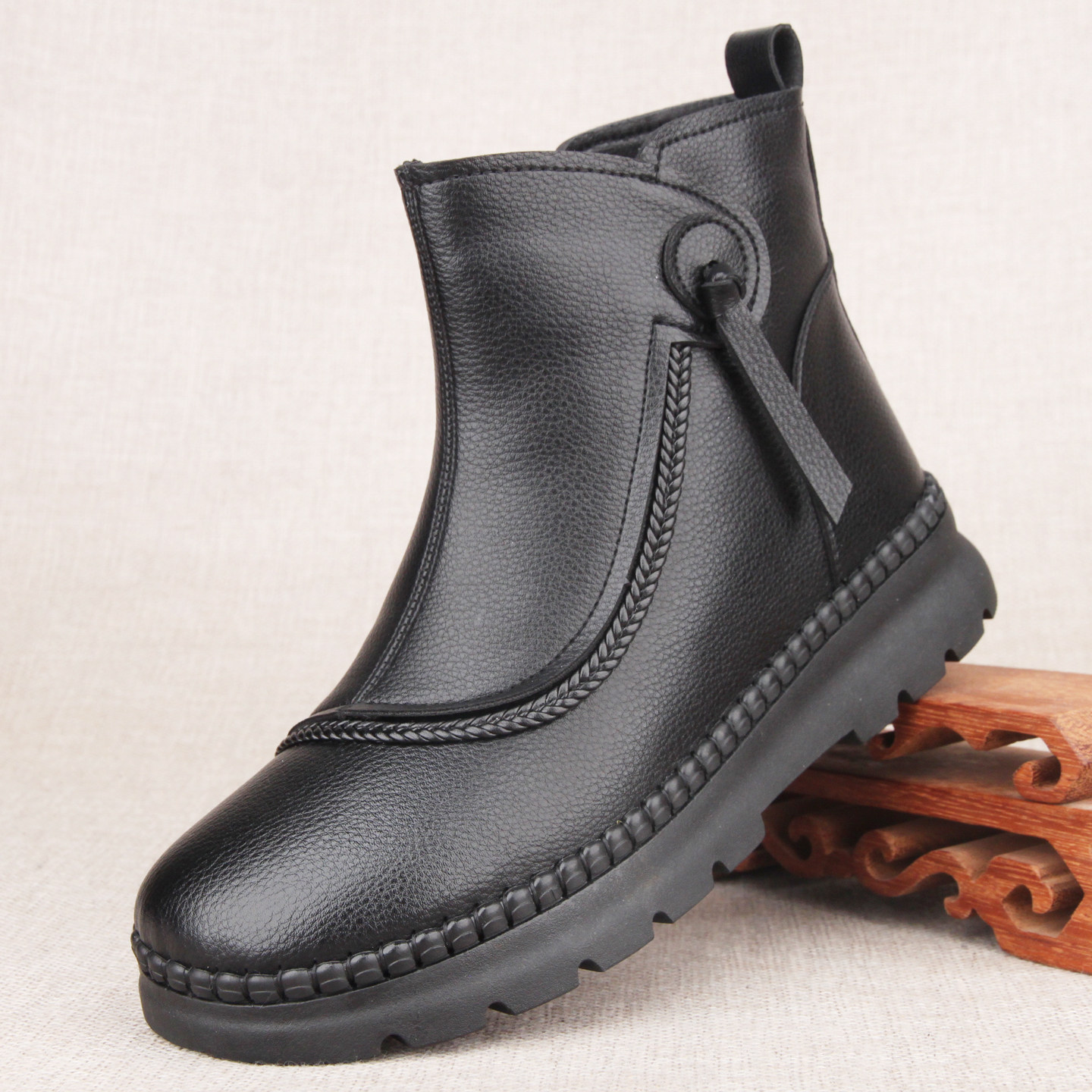 25年冬季新款加厚保暖女棉靴老北京仿皮面复古妈妈棉靴软底短筒靴,女鞋,时装靴,淘宝优惠券,粉丝福利购,淘宝优惠卷