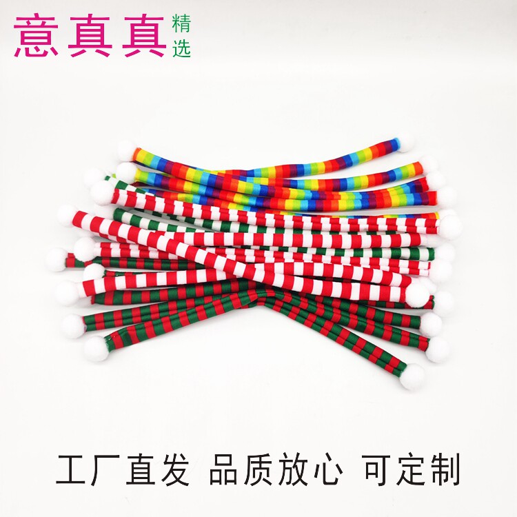 红白圣诞公仔小围巾印花条纹款