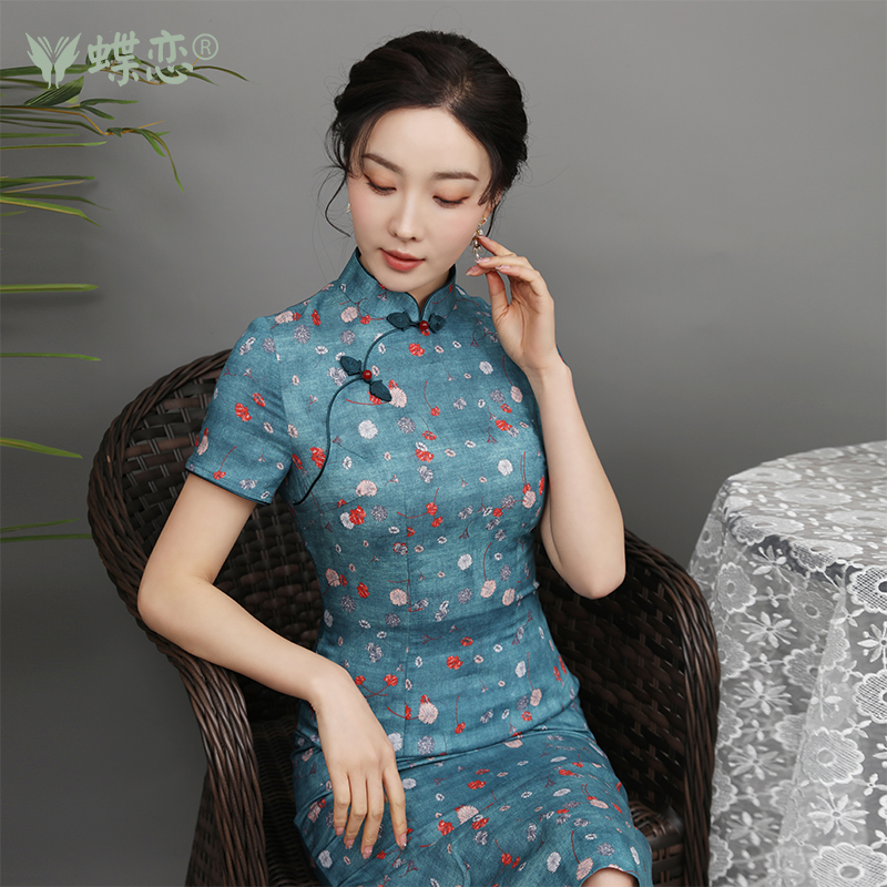 蝶恋苎麻春夏日常国潮旗袍