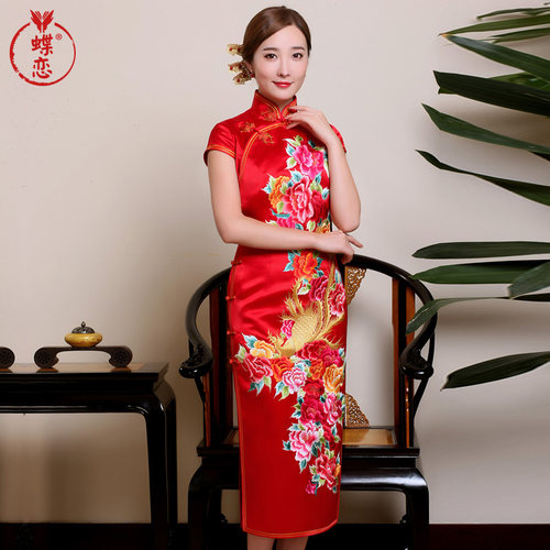 蝶恋手工刺绣礼服旗袍裙