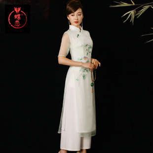 春夏长款 崔万志休闲女裤 白色休闲裤 宽松阔腿裤 子 高腰裤 蝶恋