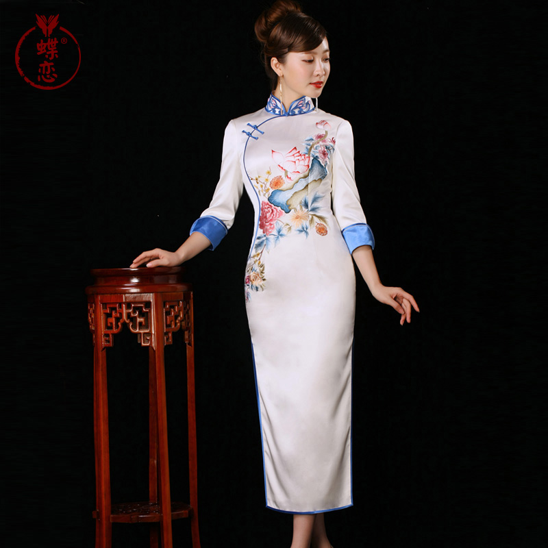 蝶恋手工刺绣高端礼服旗袍