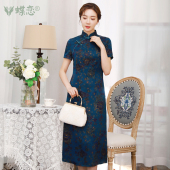 蝶恋梓瑜 优雅崔万志旗袍连衣裙 春夏旗袍香云纱复古旗袍改良短袖